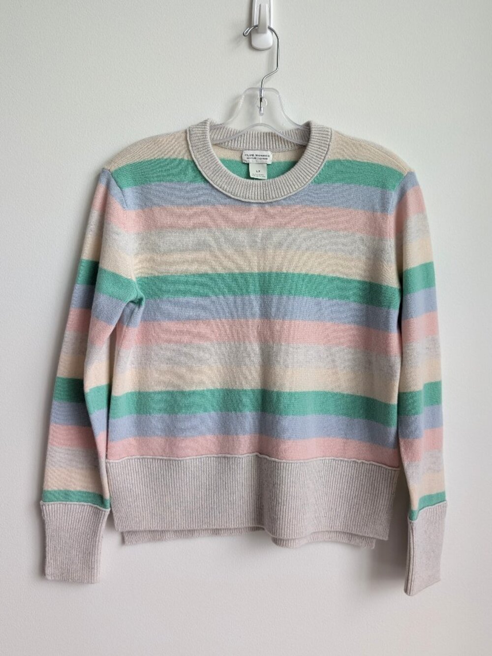 CLUB MONACO Recycled Cashmere Striped Crewneck Sweater | Small